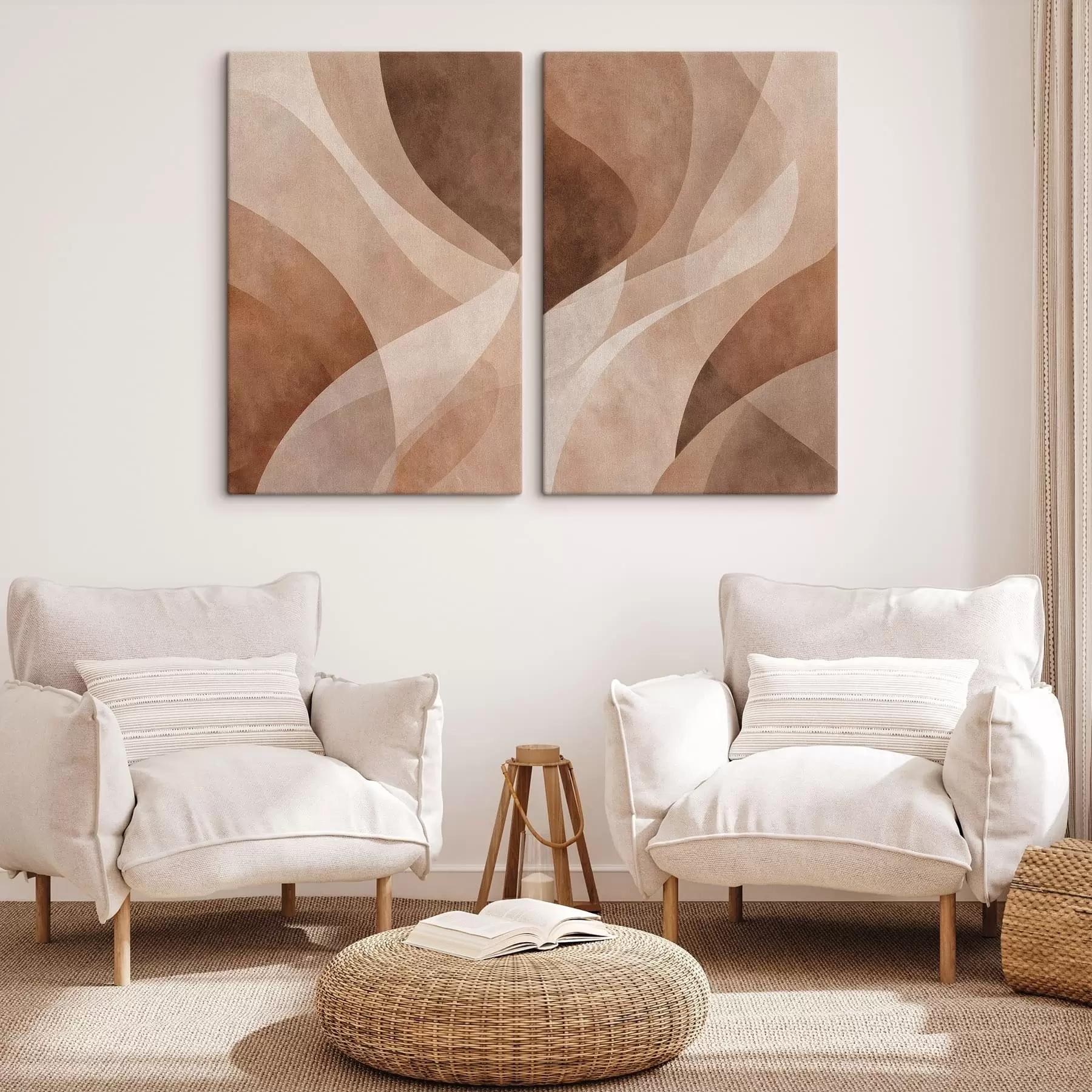 Obraz abstraktní vlny v čokoládových tónech Č. m30096