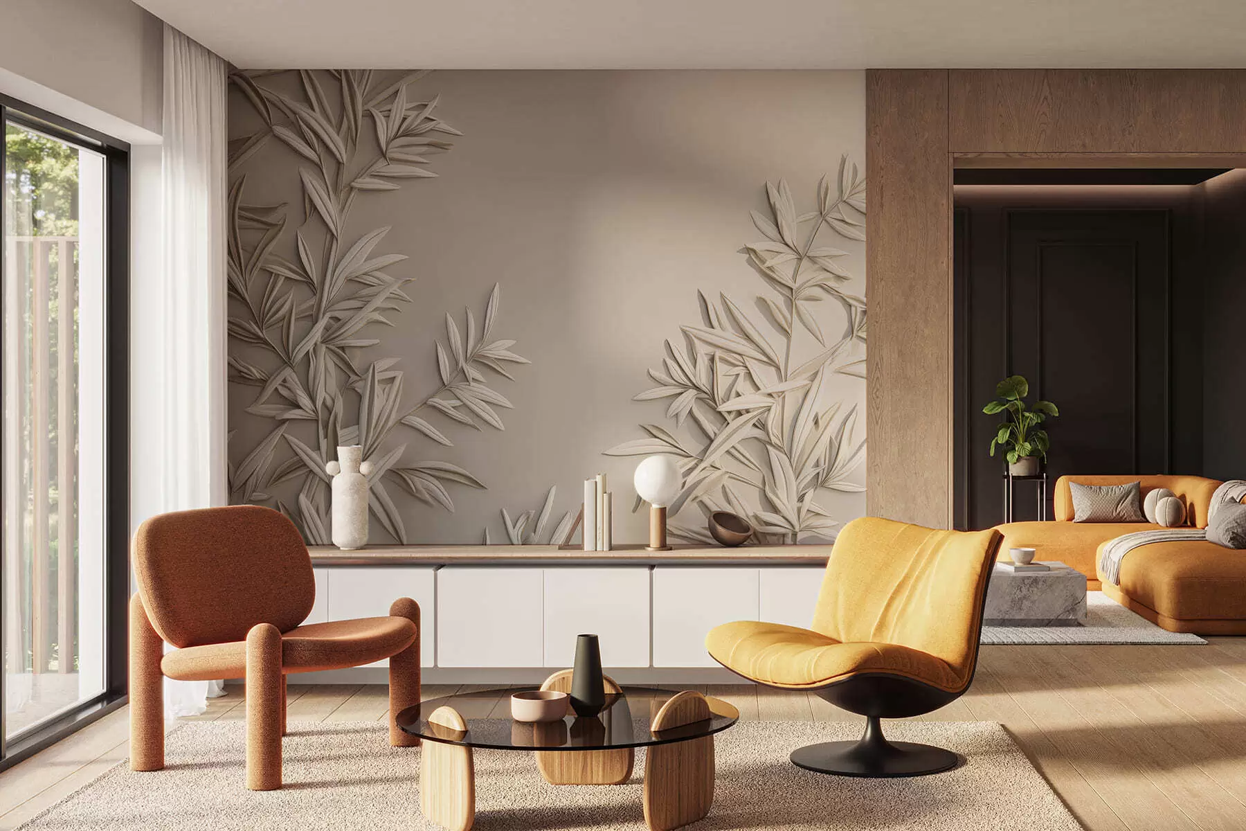 Fototapet Imitace reliéfních listů w05244