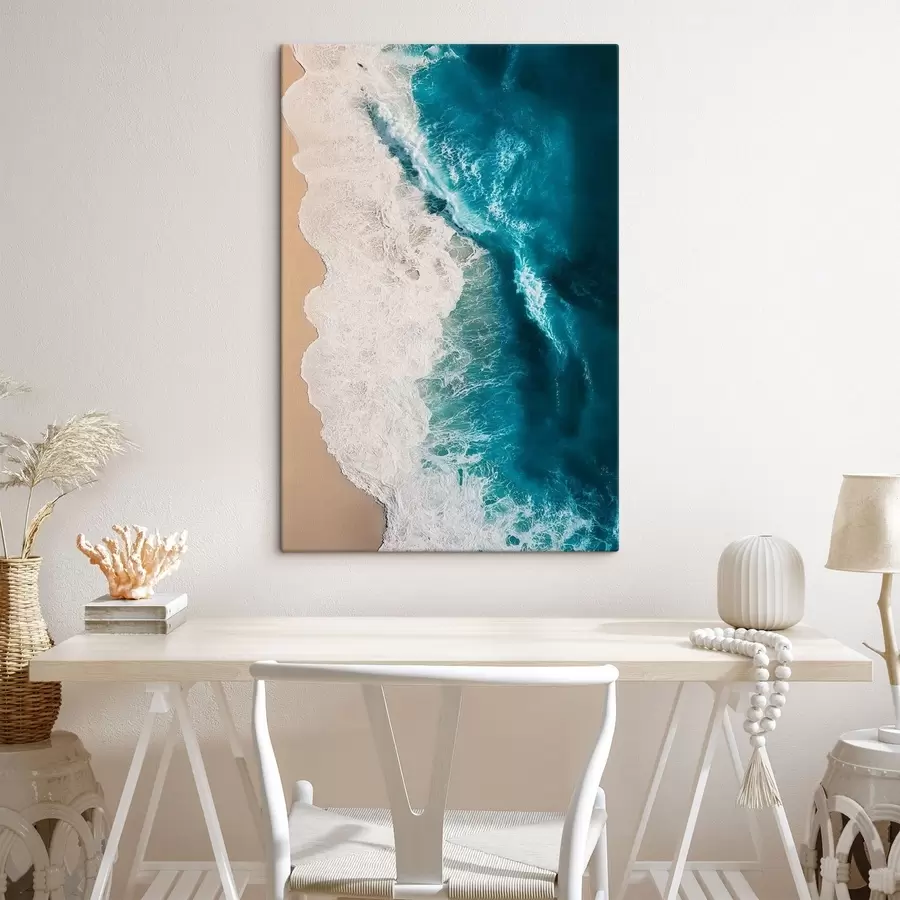 Obraz pohled shora na oceánské vlny narážející na písečnou pláž Č. s48062