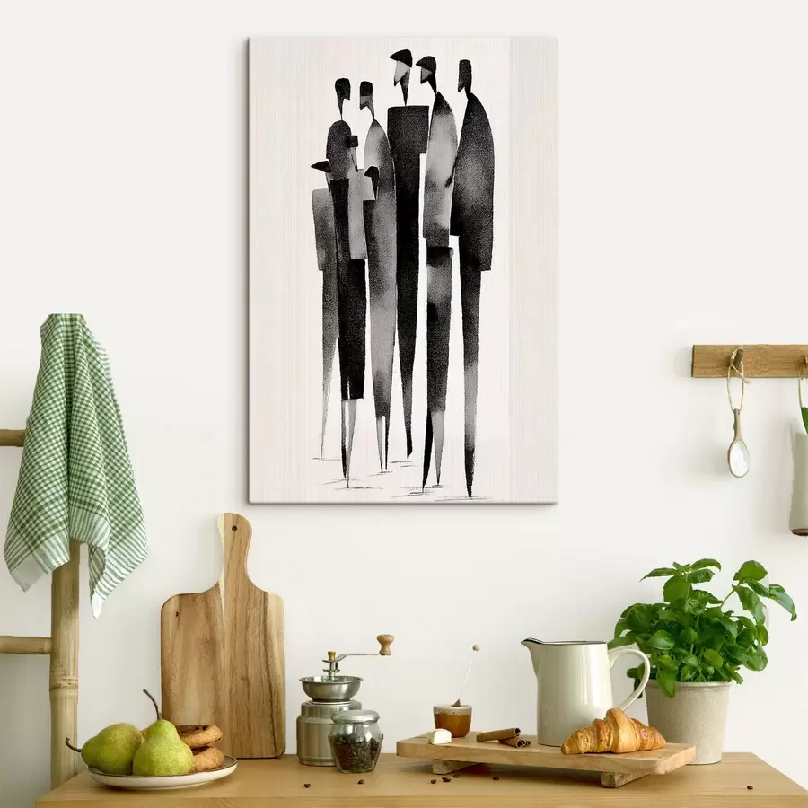 Obraz minimalistické protáhlé lidské postavy stojící v řadě Č. s48068