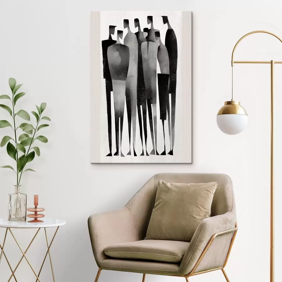 Obraz minimalistické protáhlé lidské postavy stojící v řadě Č. s48069