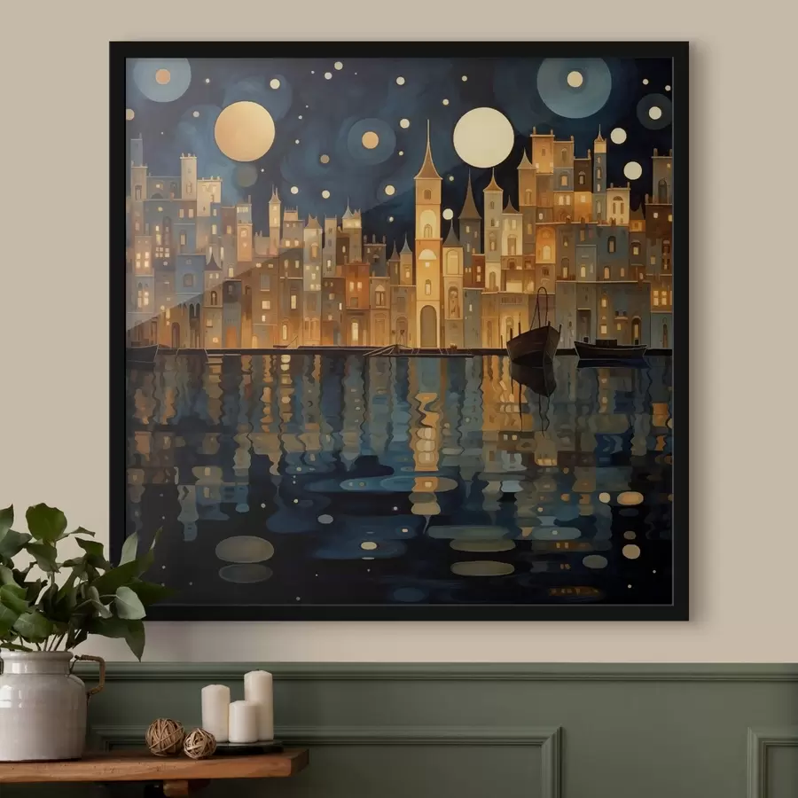 Fototapet rozmarní noční město u vody f48063