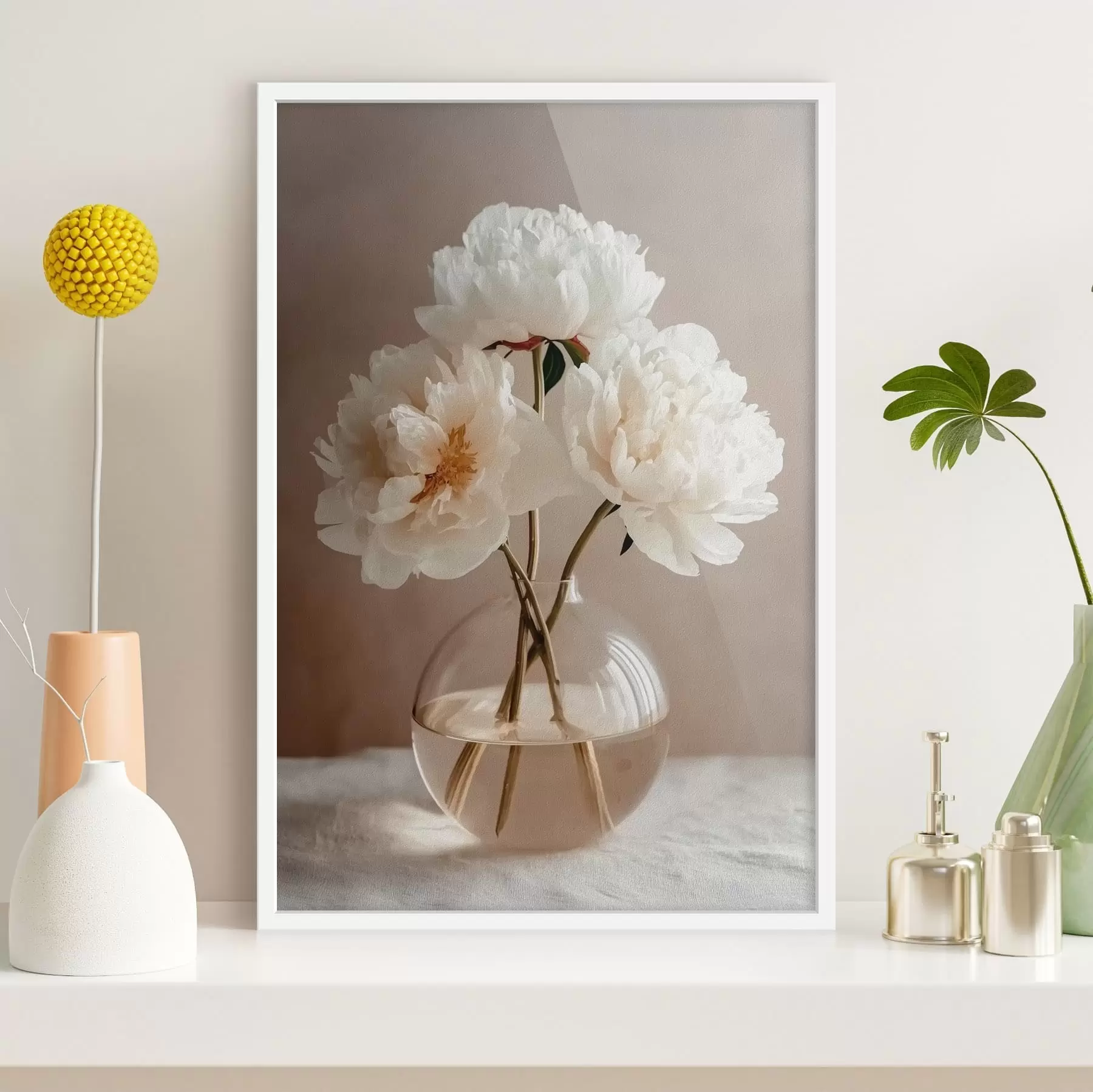 Fototapet vzdušné minimalistické zátiší s pivoňkami f48119