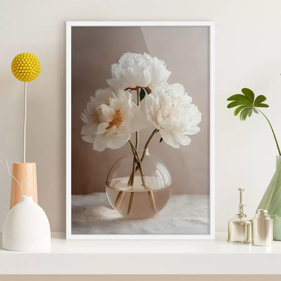 Fototapet vzdušné minimalistické zátiší s pivoňkami f48119