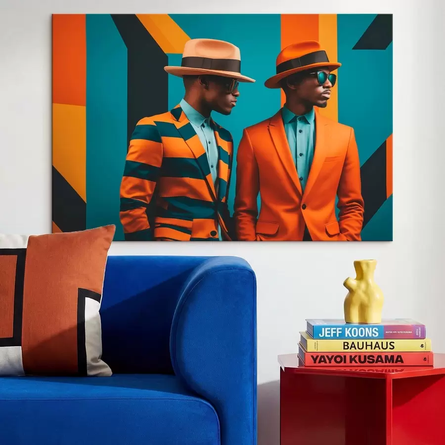 Obraz Dva muži v jasných oblecích a kloboucích Č. s48091