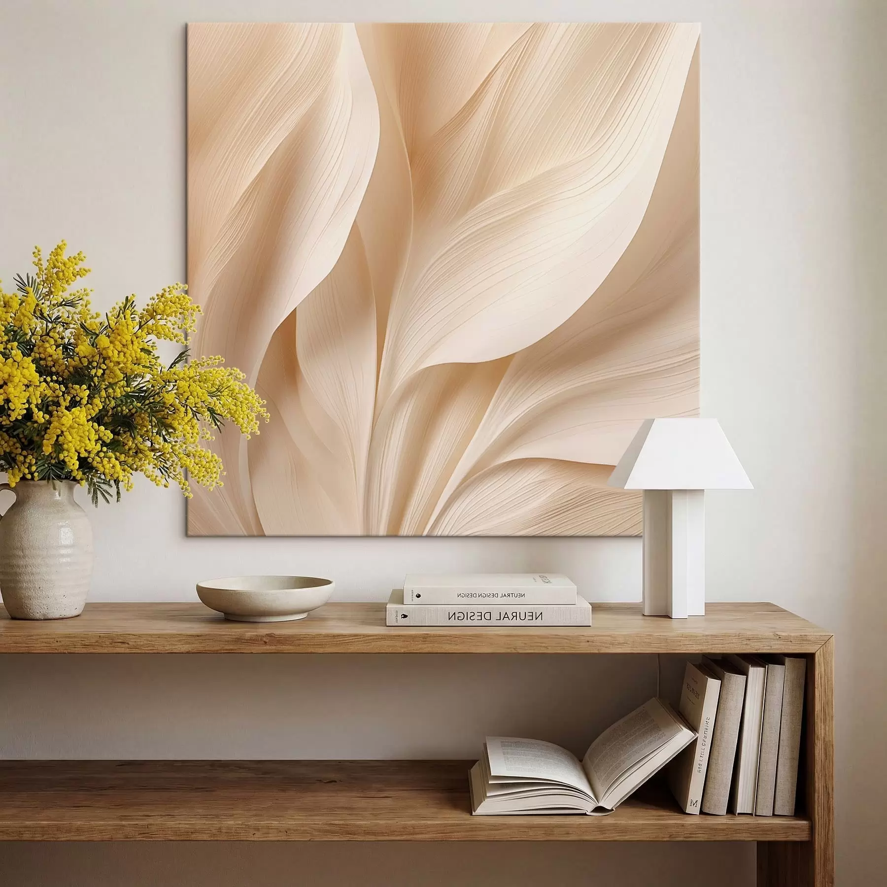 Obraz Abstraktní béžové plynulé linie Č. s48095