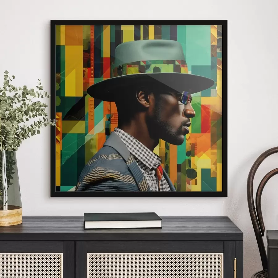 Fototapet Portrét muže v klobouku na živém pozadí f48100