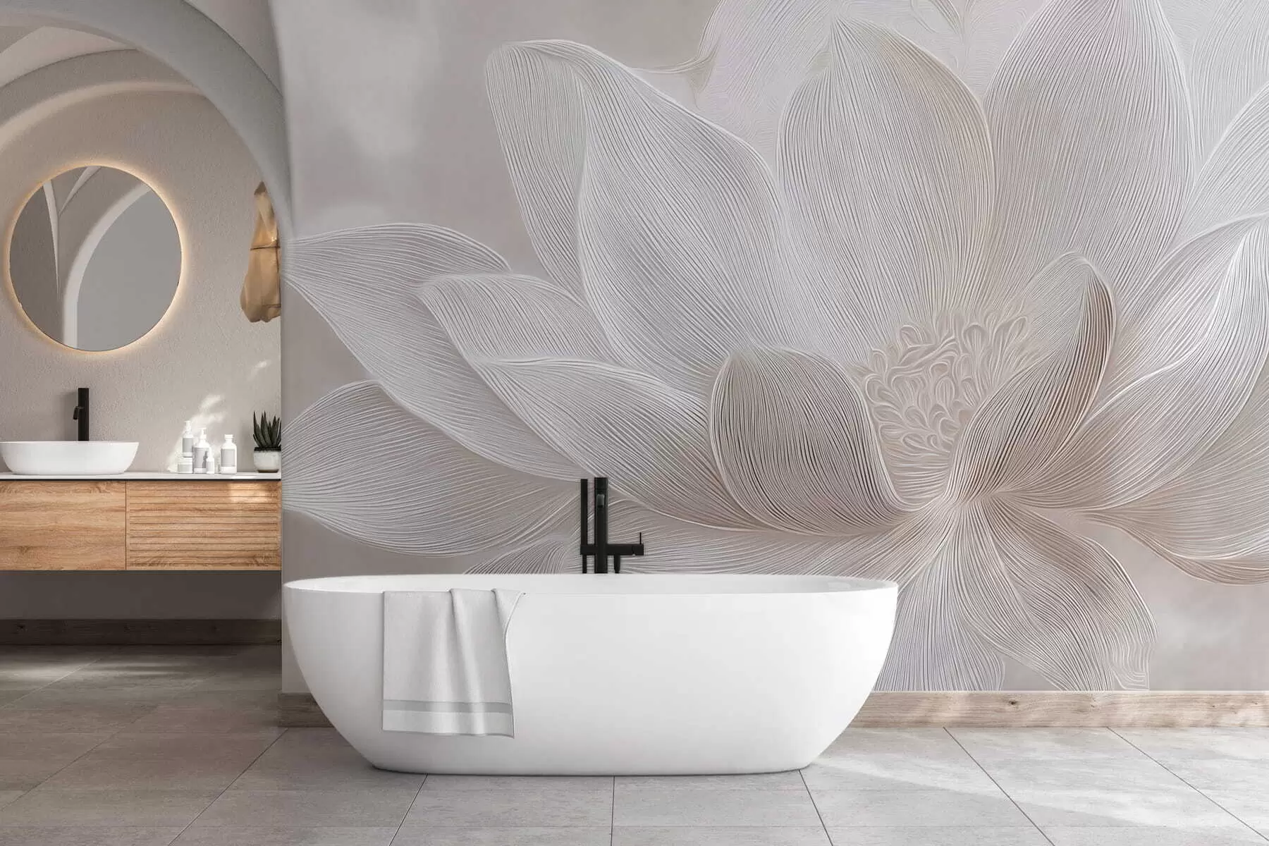 Fototapet Abstraktní vlny v světle béžových tónech w05266