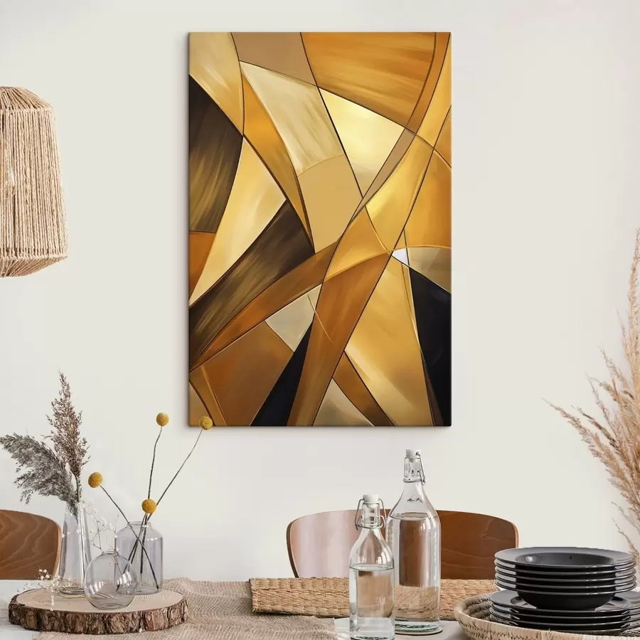 Obraz Abstraktní geometrické tvary v odstínech oranžové, hnědé a bílé s tenkými obrysy na strukturovaném pozadí Č. s47864