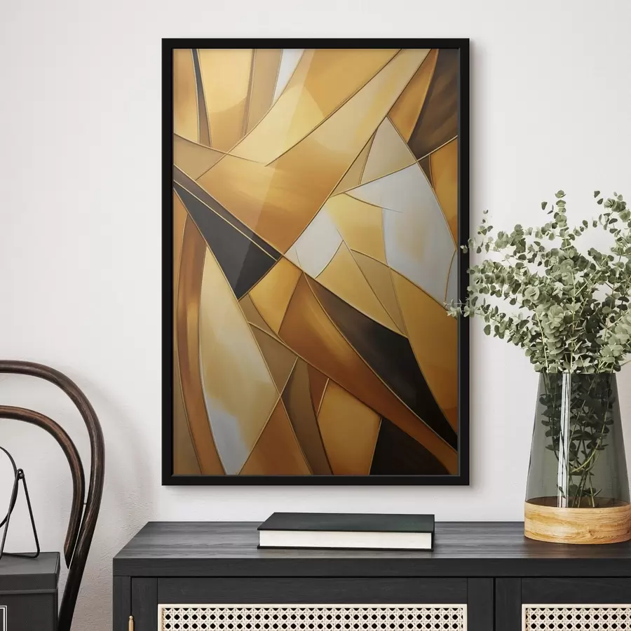 Fototapet Abstraktní geometrické tvary v odstínech oranžové, hnědé a bílé s tenkými obrysy na strukturovaném pozadí f47863