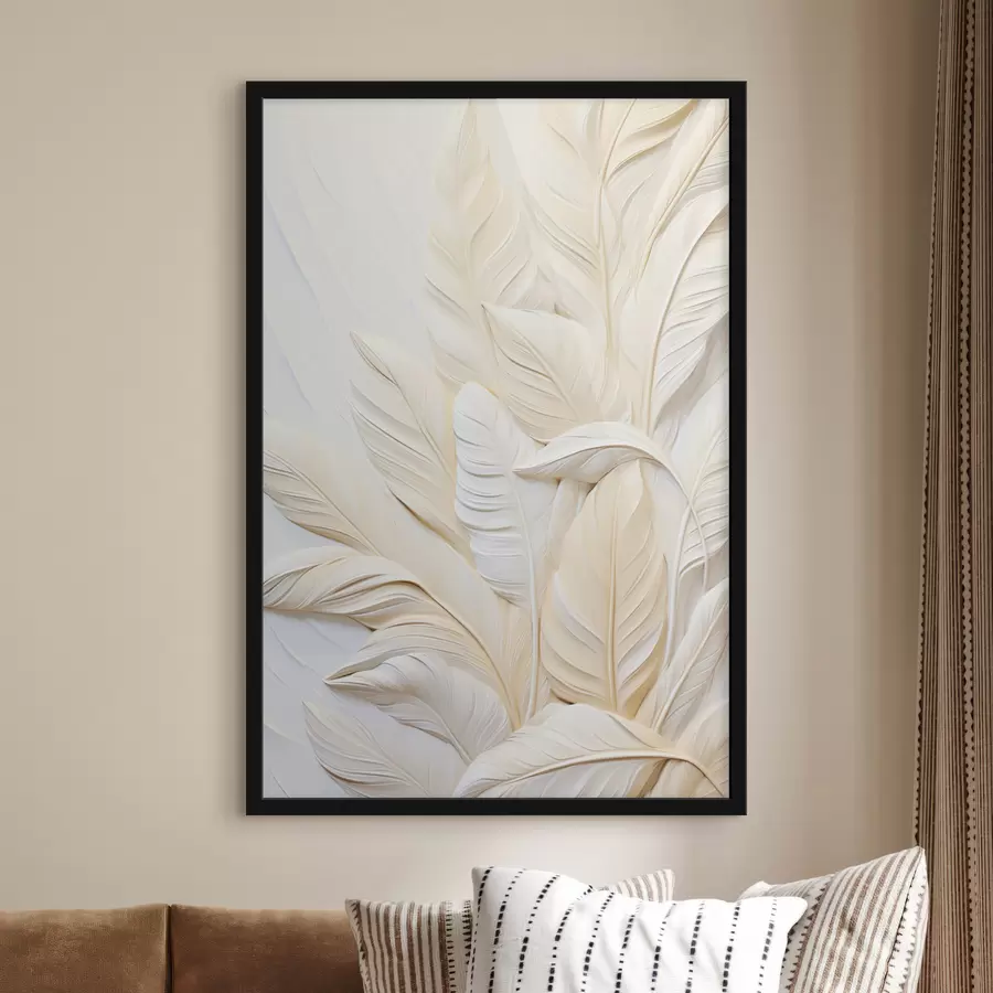 Fototapet Krémově zbarvené peří překrývající se navzájem, s jemným, světlým pozadím f47883