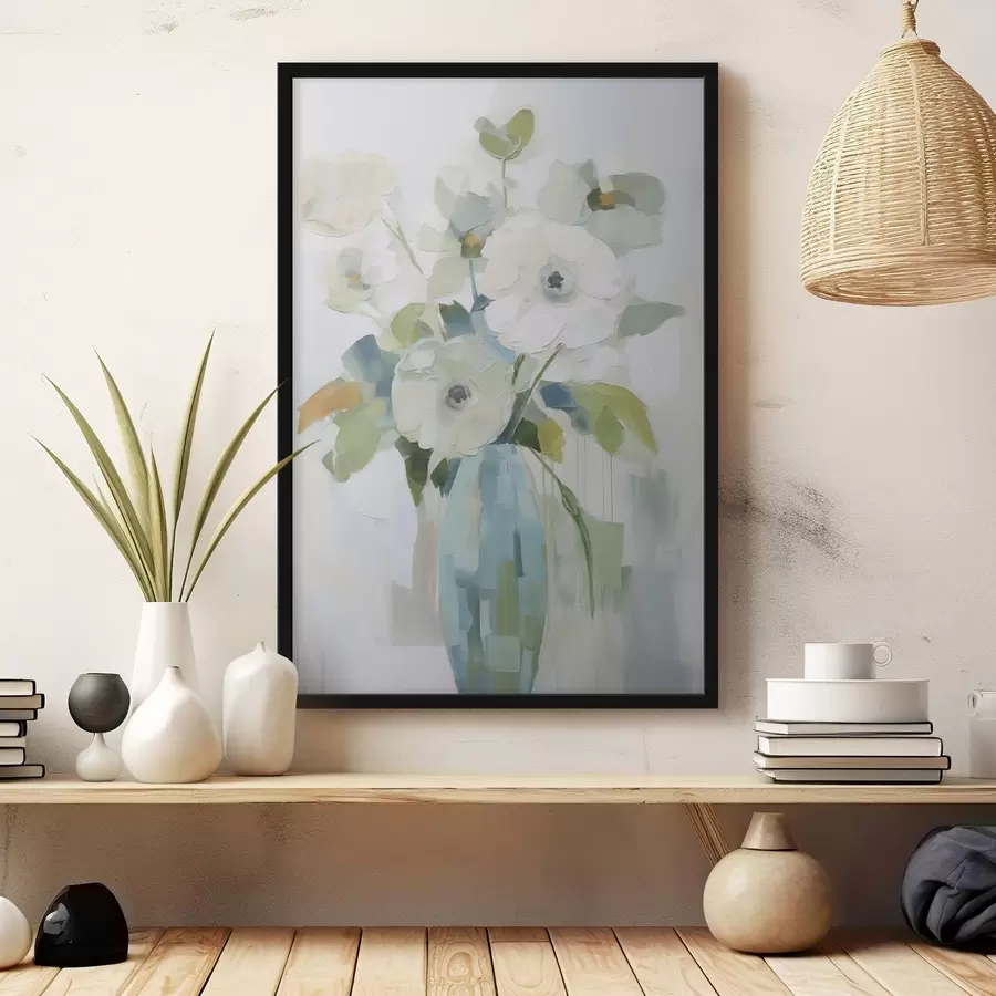 Fototapet Květiny s listovím ve váze, imitace malby f48168