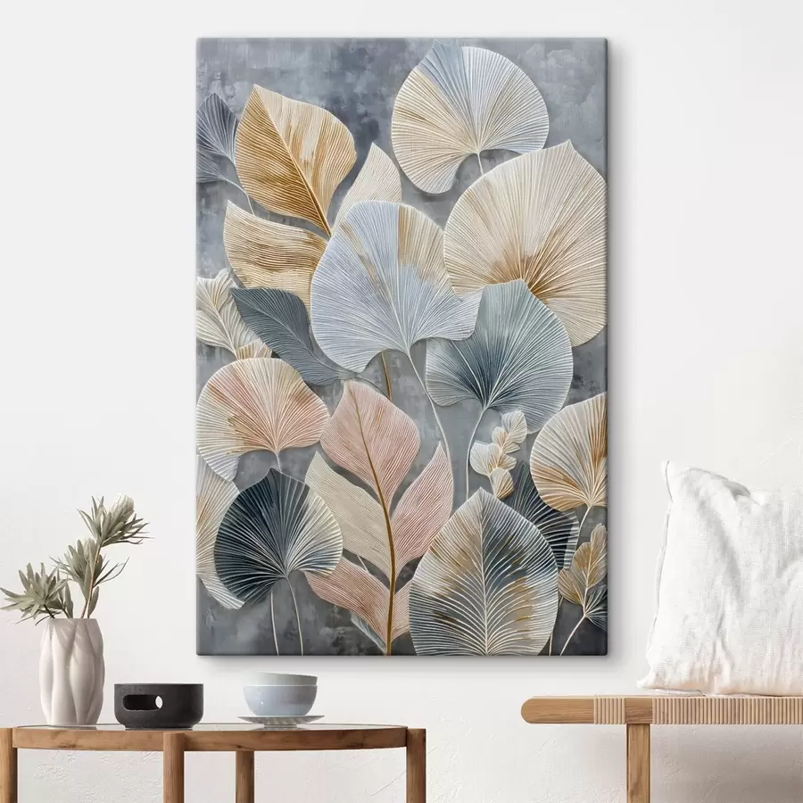 Obraz Barevné dekorativní listy s výraznou texturou na tmavém pozadí Č. s47964