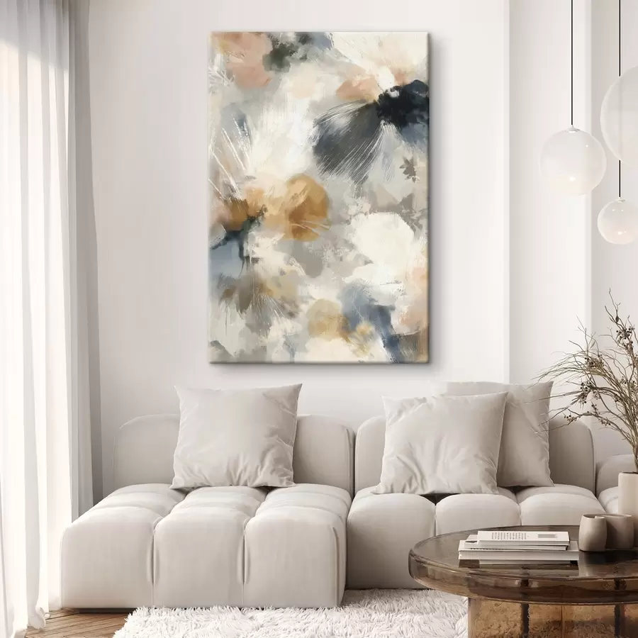 Obraz Umělecká kompozice s velkými květinami a lineární grafikou Č. s47971