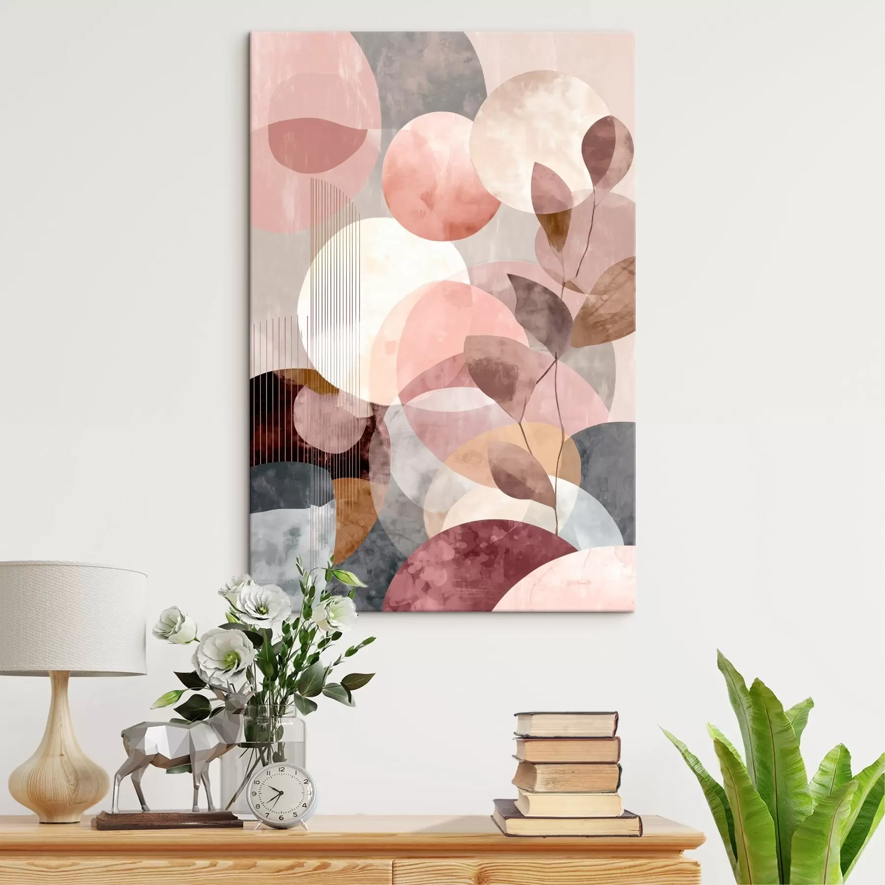 Fototapet Geometrické tvary a botanické prvky v moderním minimalistickém stylu s47975