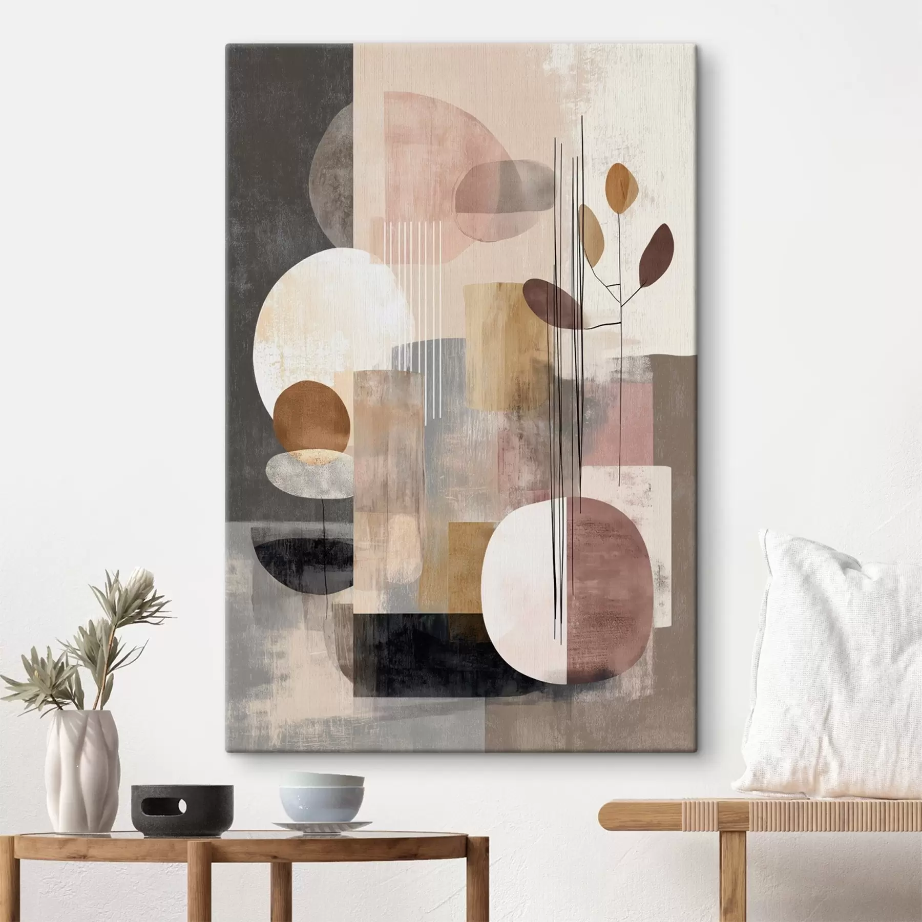 Fototapet Koláž s botanickými prvky v digitálním malířském stylu s47981