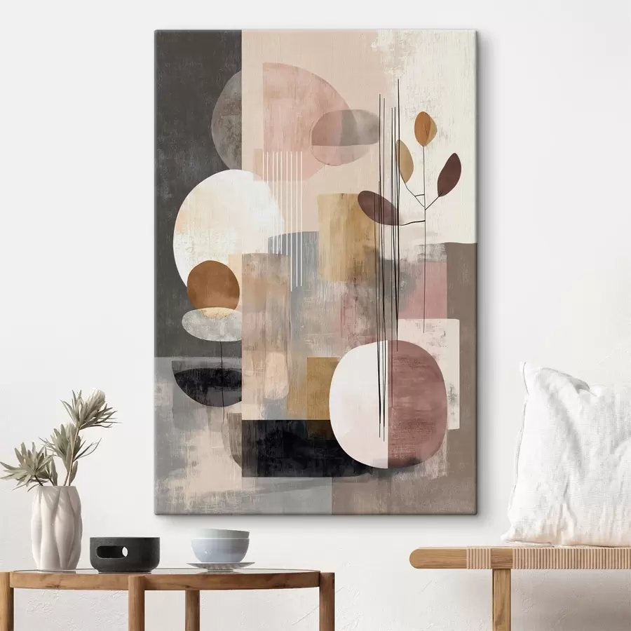 Obraz Koláž s botanickými prvky v digitálním malířském stylu Č. s47981