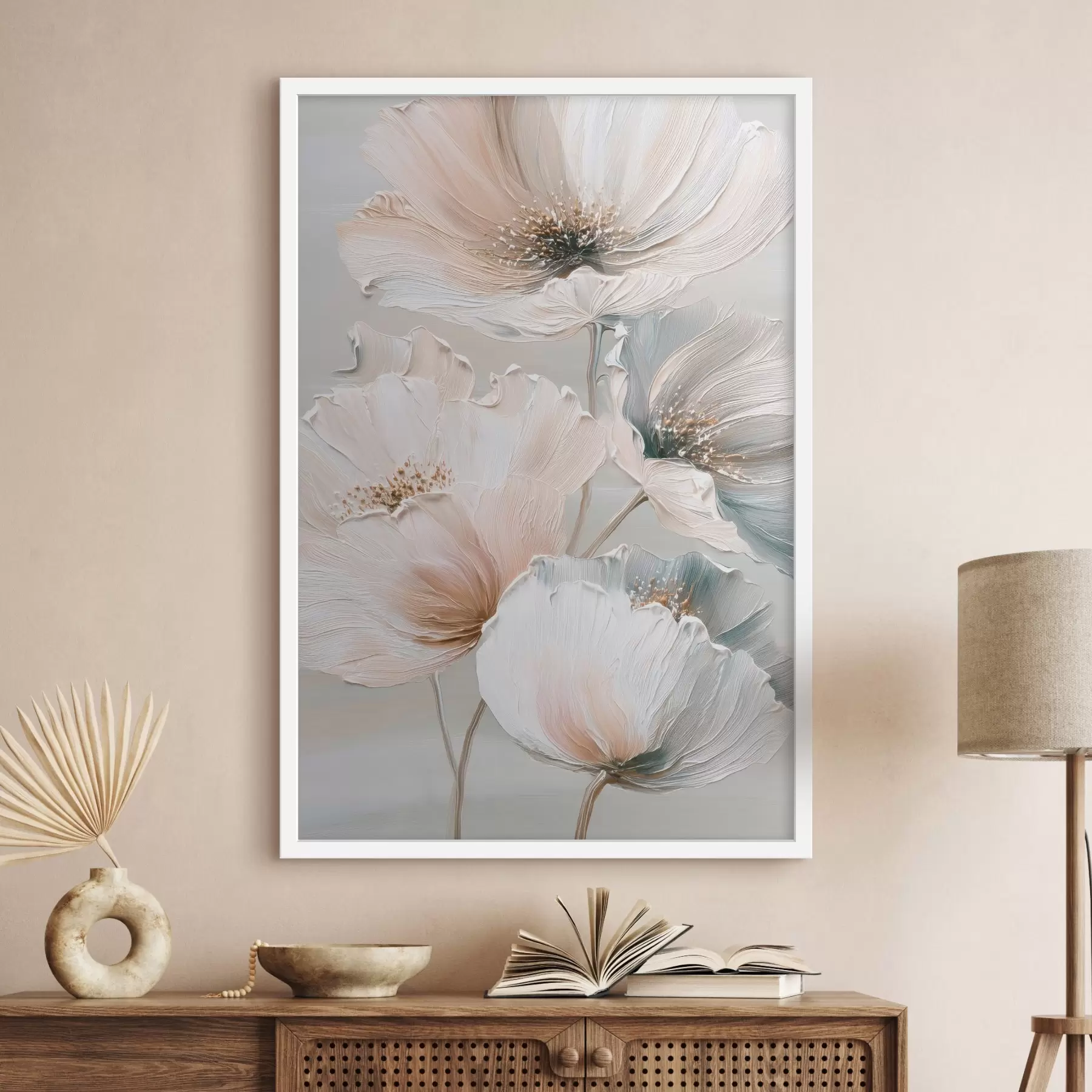 Fototapet Květinová kompozice s texturovanými tahy štětcem v béžovo-růžové paletě f47961