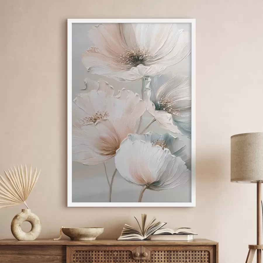 Fototapet Květinová kompozice s texturovanými tahy štětcem v béžovo-růžové paletě f47961