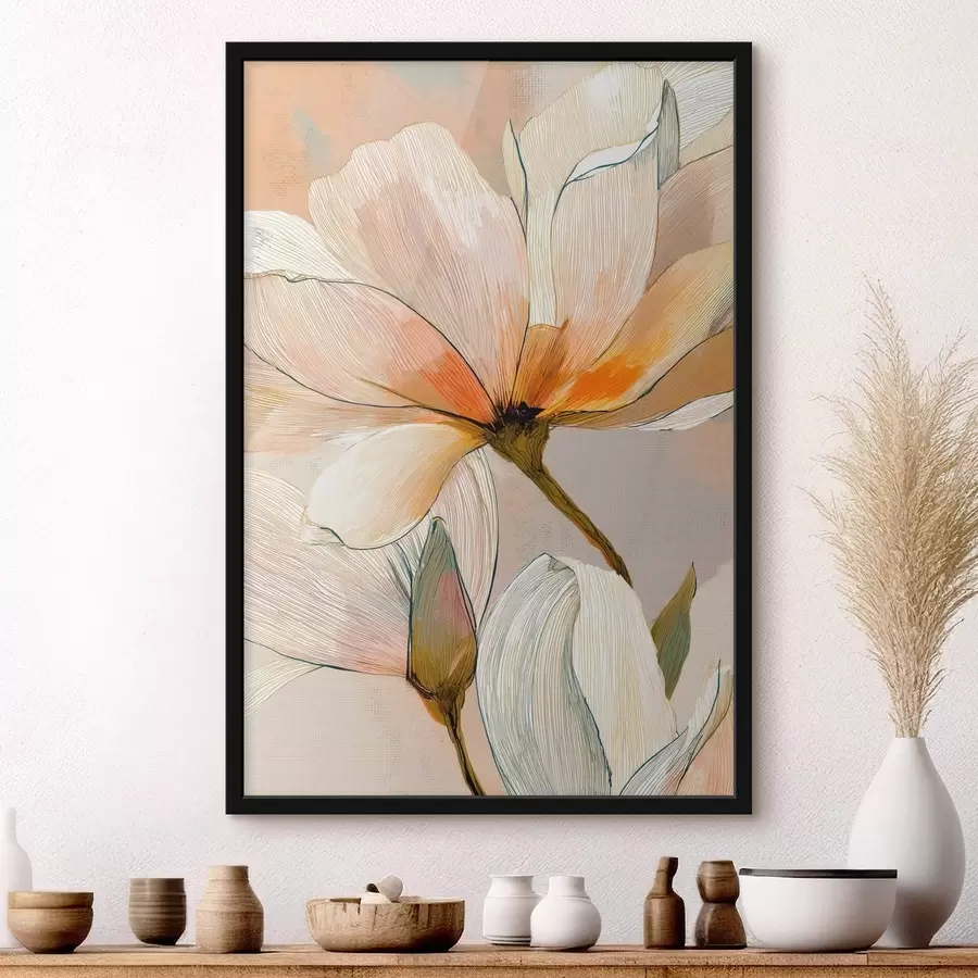 Fototapet Květinová kompozice v broskvových a modrých tónech f47969