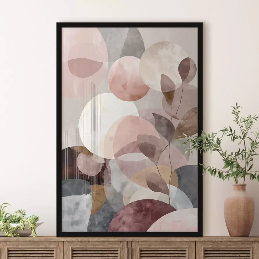 Fototapet Geometrické tvary a botanické prvky v moderním minimalistickém stylu f47975