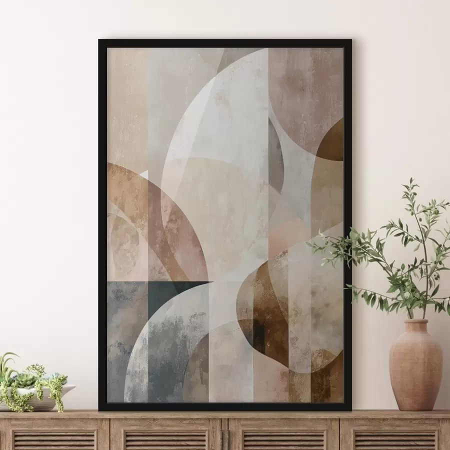 Fototapet Moderní kompozice s kruhovými tvary a svislými tahy f47980