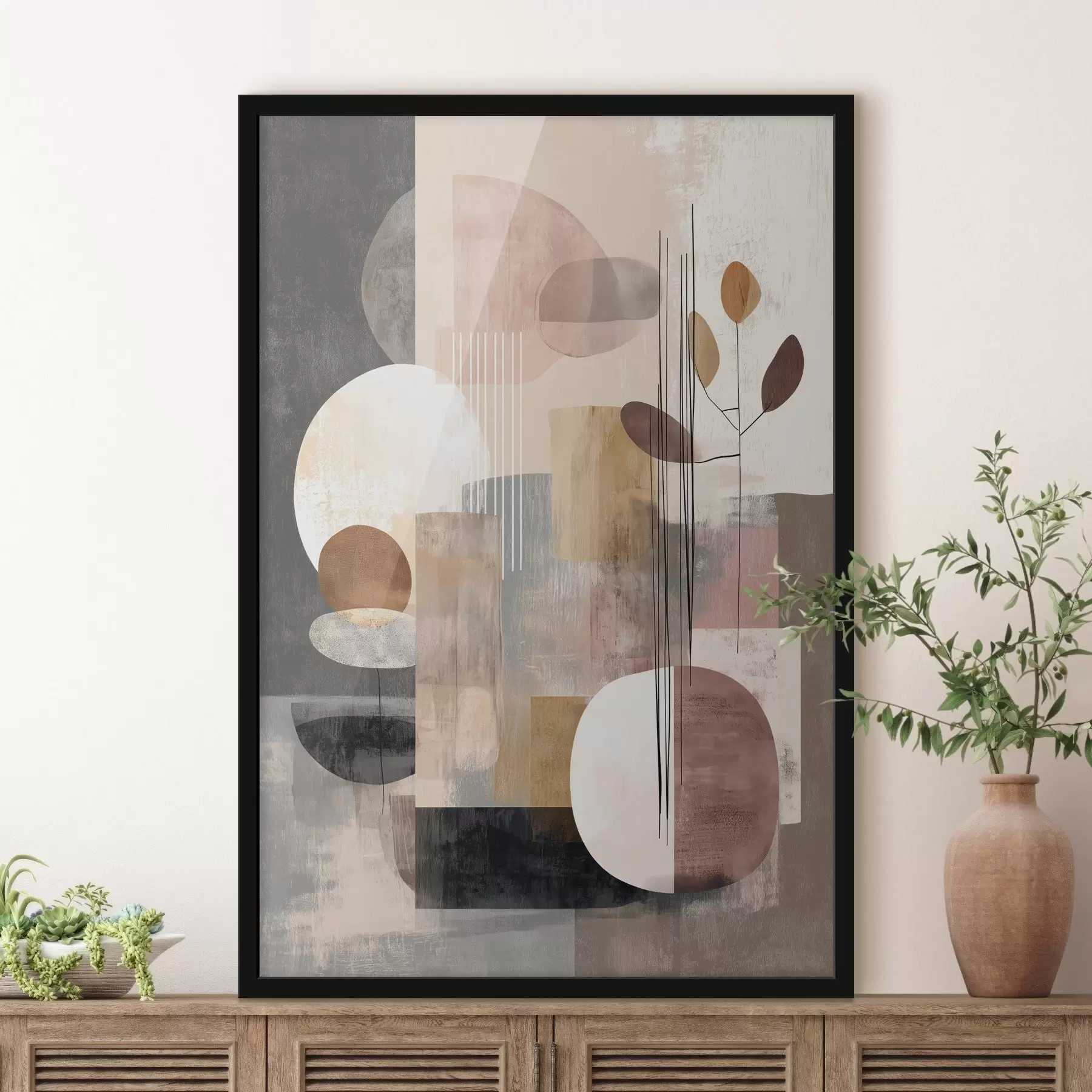 Obraz Koláž s botanickými prvky v digitálním malířském stylu Č. f47981