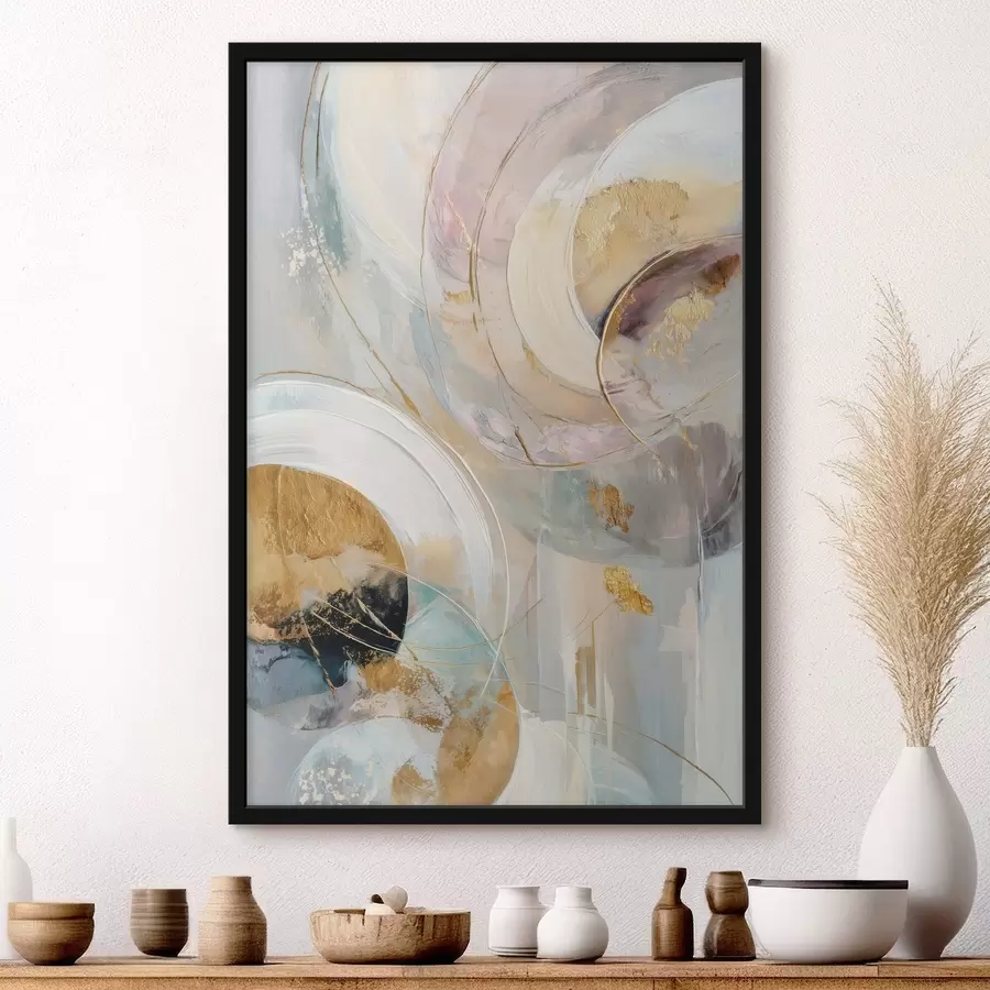 Fototapet Kompozice s vrstvenými kruhovými prvky a tahy štětcem f47983