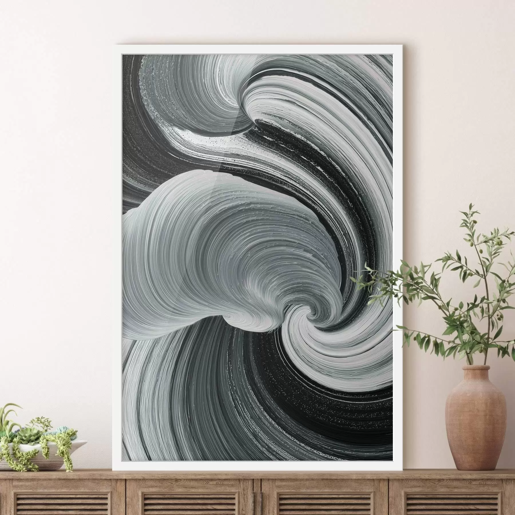 Fototapet Energie pohybu: černobílá abstrakce ve stylu olejomalby f47990