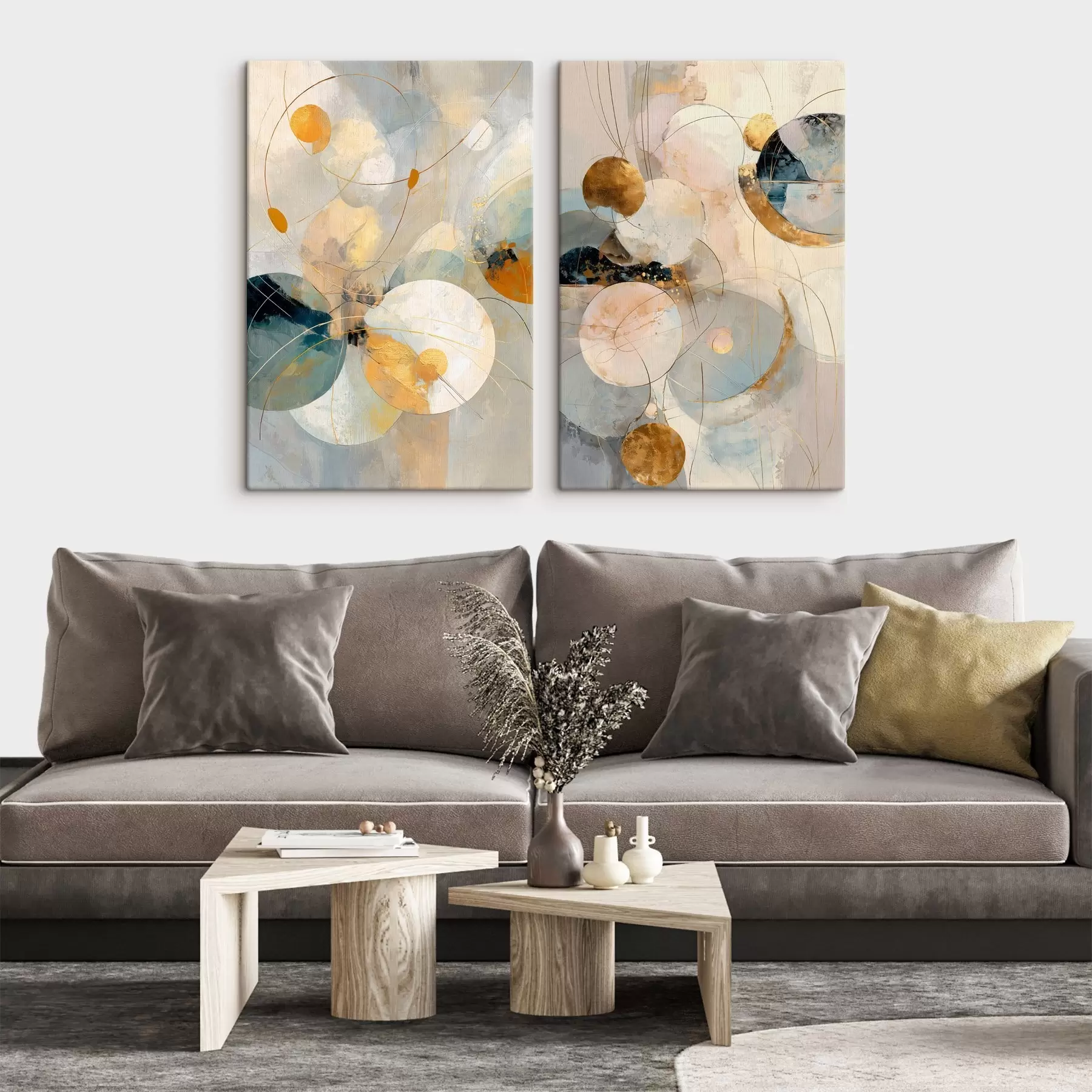 Fototapet Dekorativní umění v modro-krémových tónech s jemným světelným efektem m30039