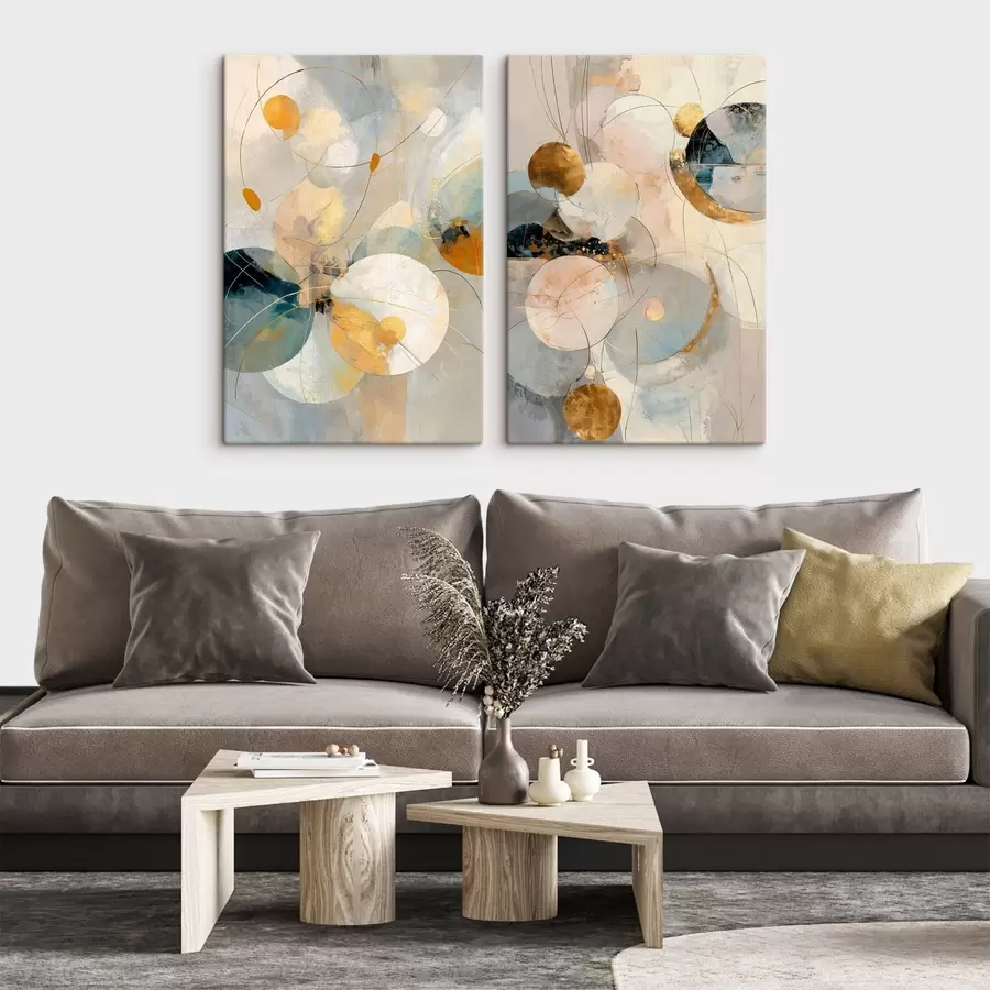 Fototapet Dekorativní umění v modro-krémových tónech s jemným světelným efektem m30039