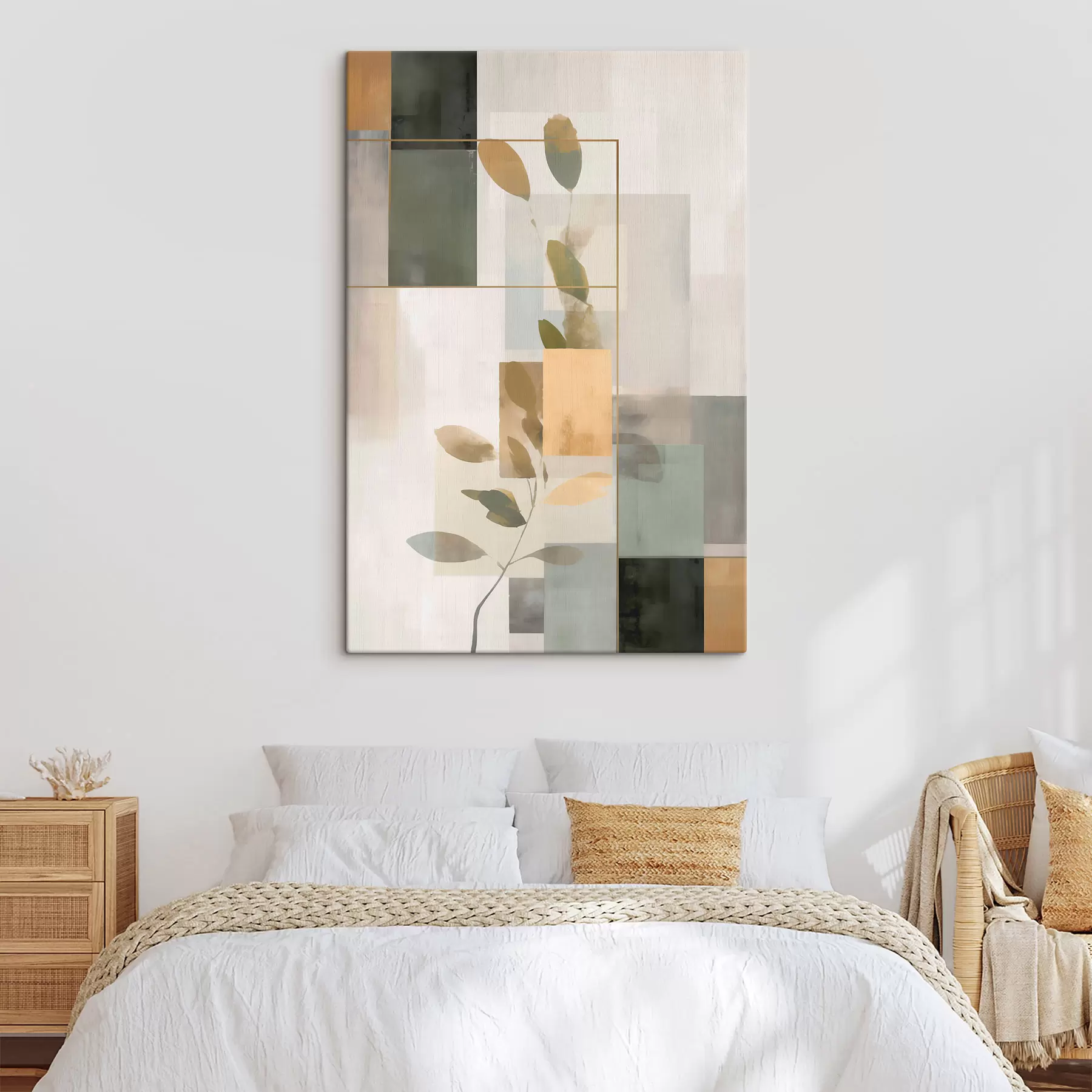 Obraz Geometrická abstrakce s větvemi listů Č. s48020