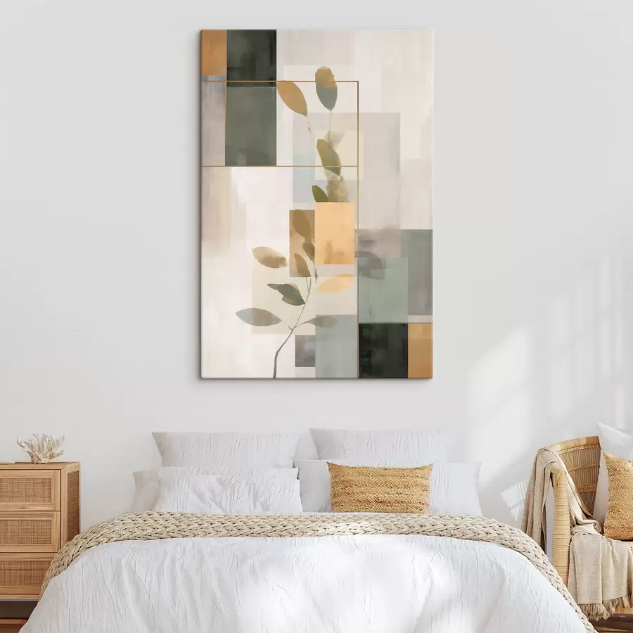 Obraz Geometrická abstrakce s větvemi listů Č. s48020