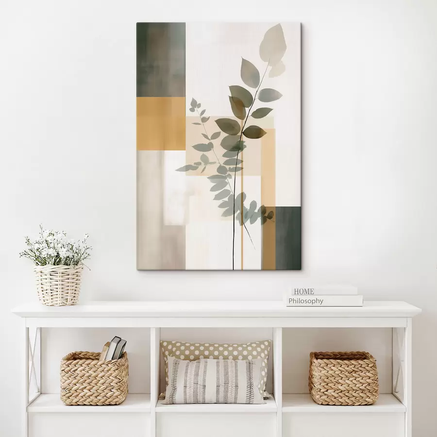 Obraz Geometrická abstrakce s větvemi listů Č. s48171