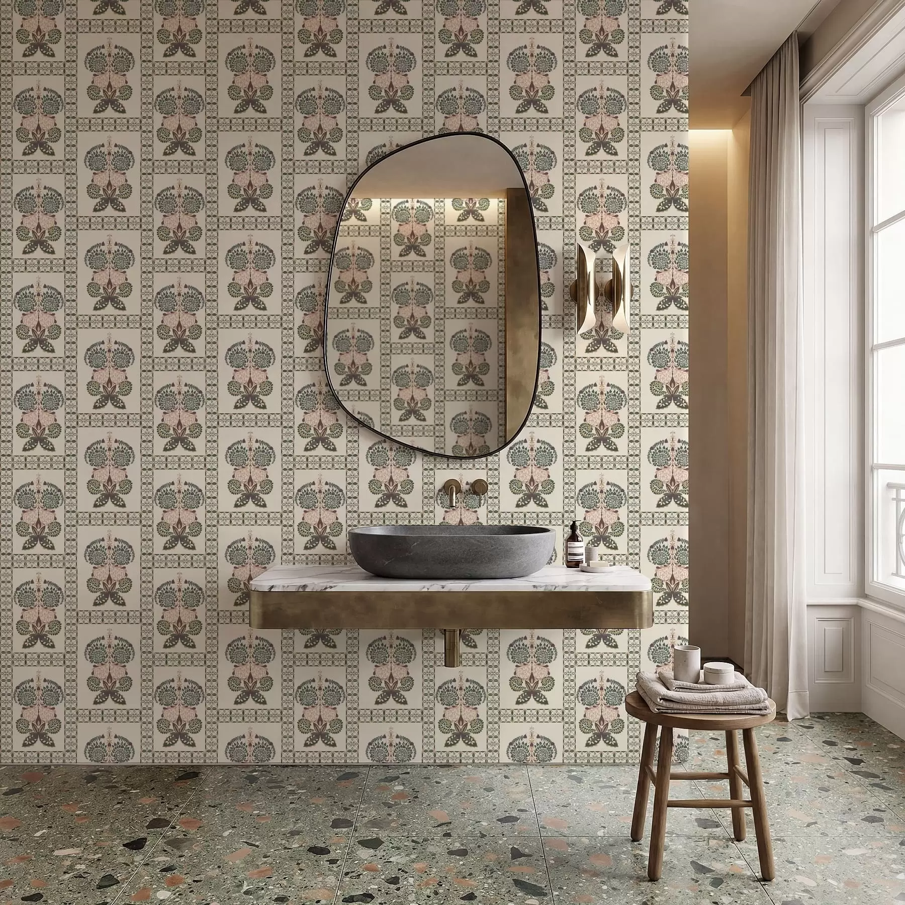 Fototapet Dekorativní vzor s motýly a květinami a01125