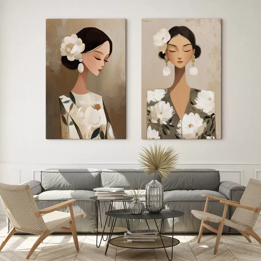 Obraz Portrét ženy s bílou květinou ve vlasech Č. m30164