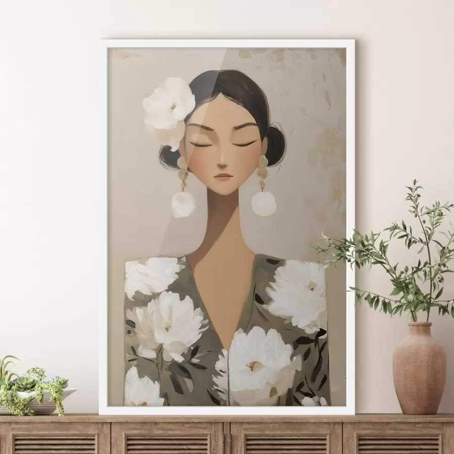 Fototapet Dívka s květinami ve vlasech f48233