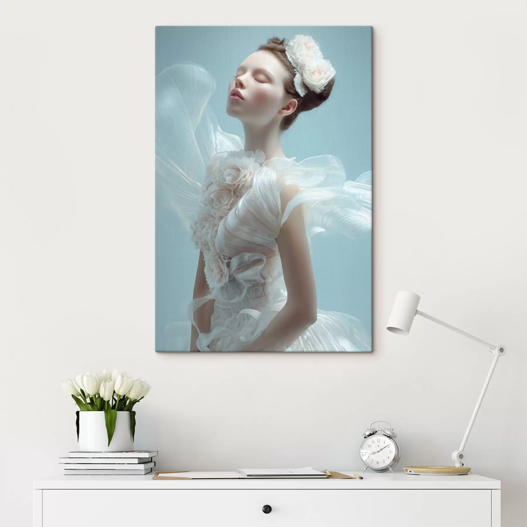 Obraz křehká dívka v bílých šatech Č. s48287