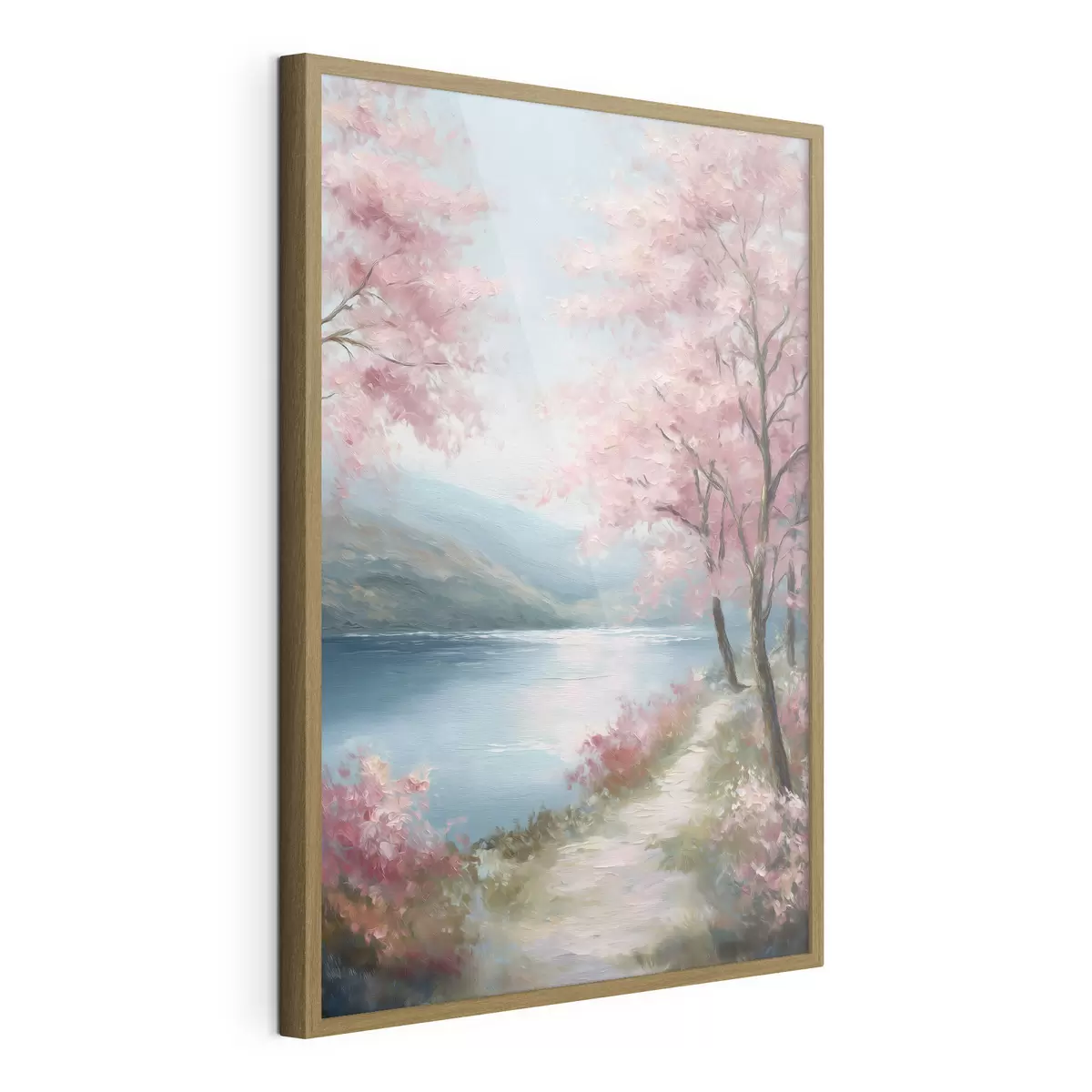 Poster krajina s růžovými stromy v olejovém stylu f48289