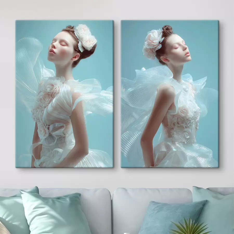 Fototapet křehká dívka v bílých šatech m30175