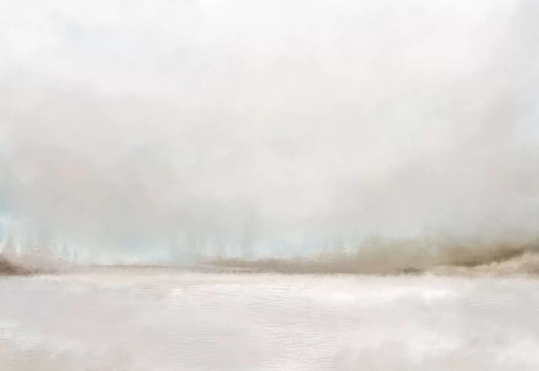 Fototapet Zamlžená krajina s jezerem a lesem w05319