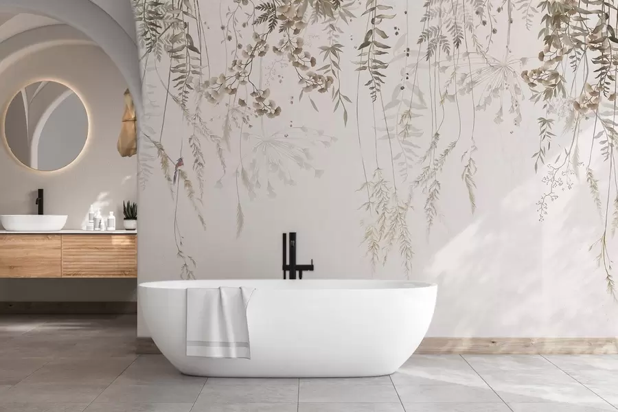 Fototapet Závěsné divoké rostliny na světlém pozadí w05320