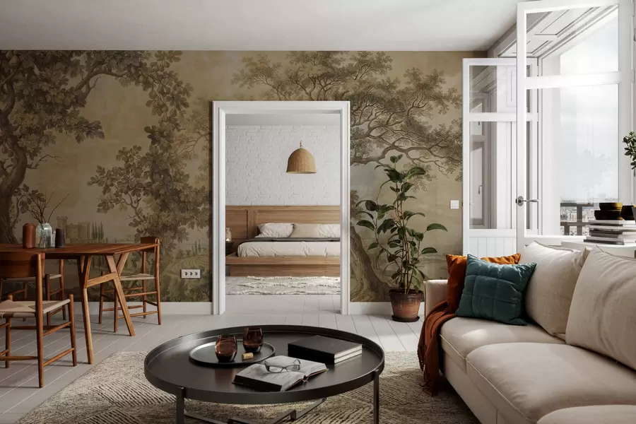 Fototapet Pastorální krajina ve stylu výšivky w05359