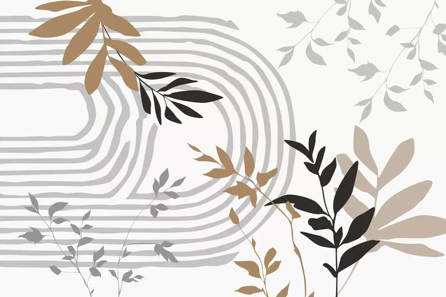 Fototapet Abstraktní siluety rostlin a linie w05374