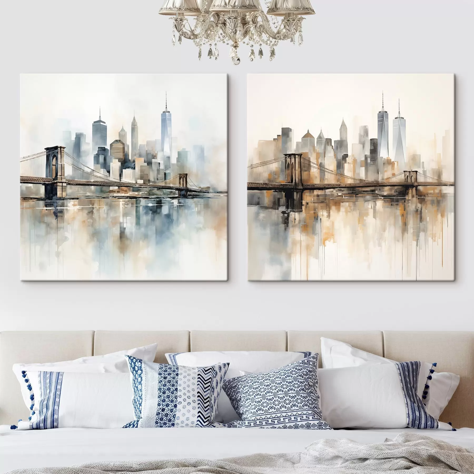 Obraz Abstraktní panorama města, ve stylu akvarelu Č. m30207