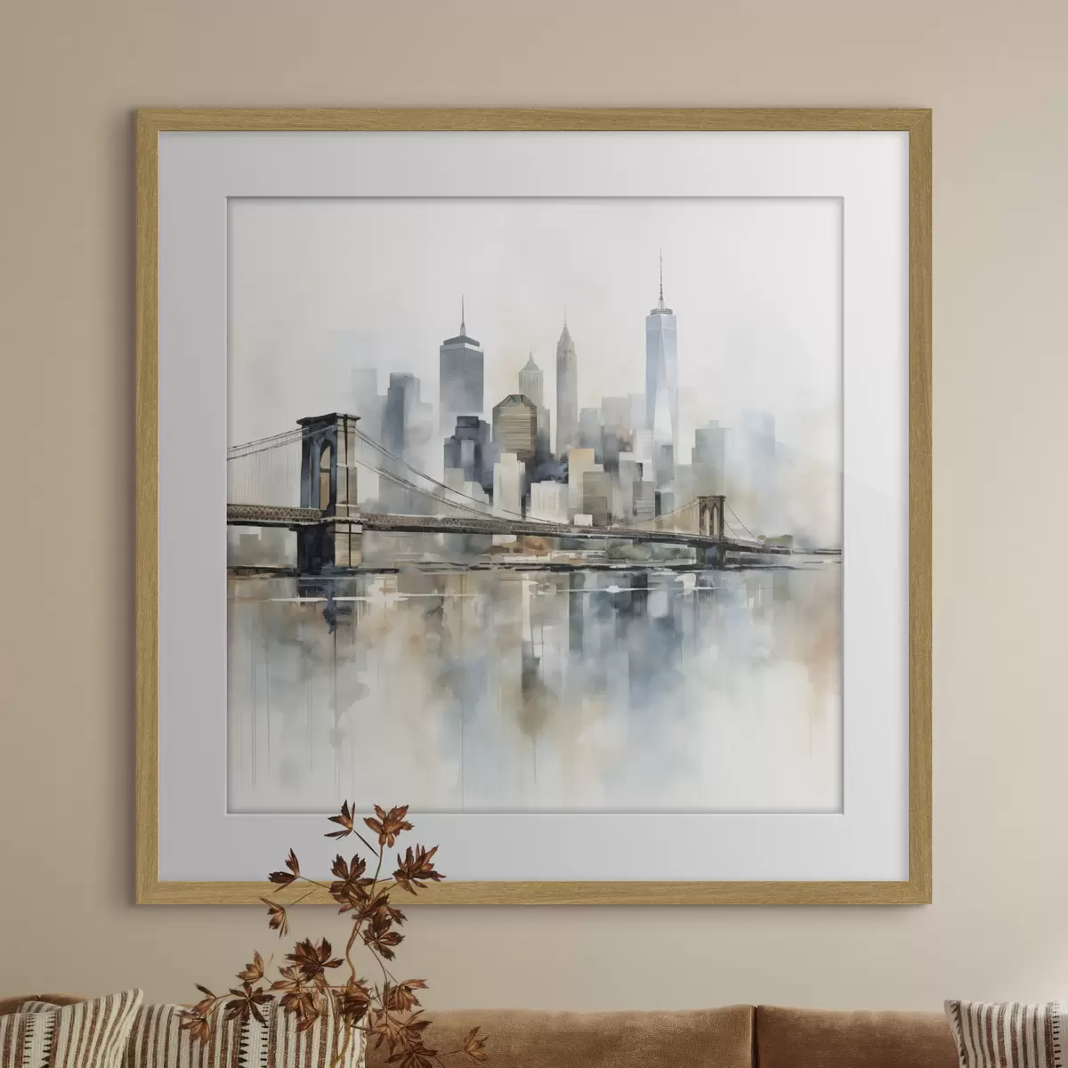 Poster Abstraktní panorama města, ve stylu akvarelu f48405