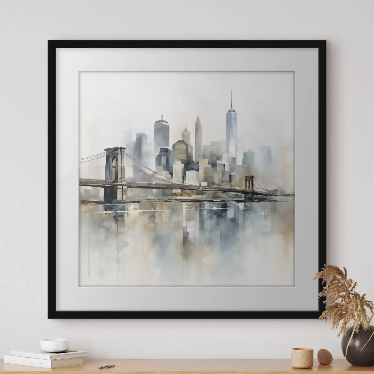 Poster Abstraktní panorama města, ve stylu akvarelu f48405