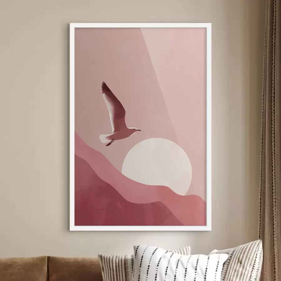 Fototapet Pták na obloze při západu slunce f48453