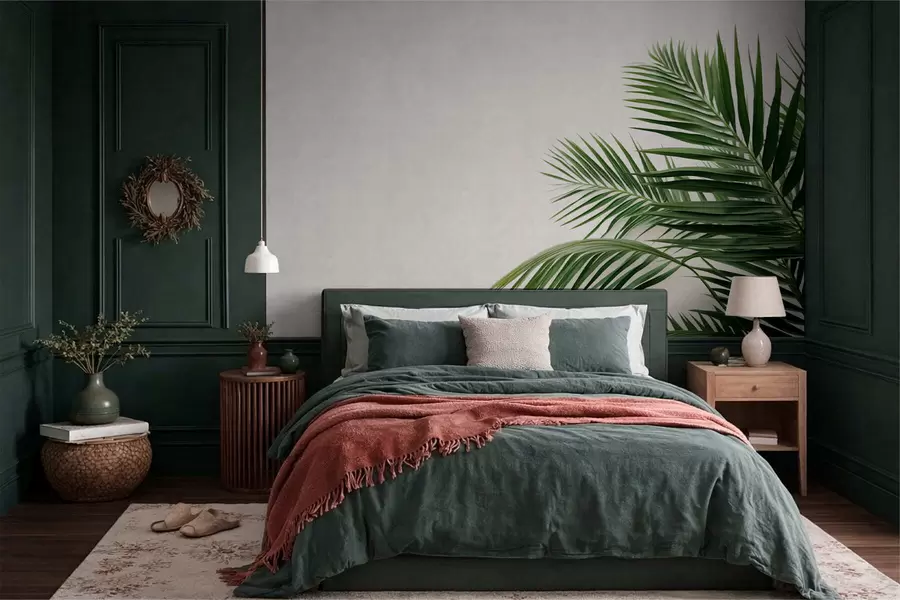 Fototapet Zelené palmové listy na světlém pozadí w05391
