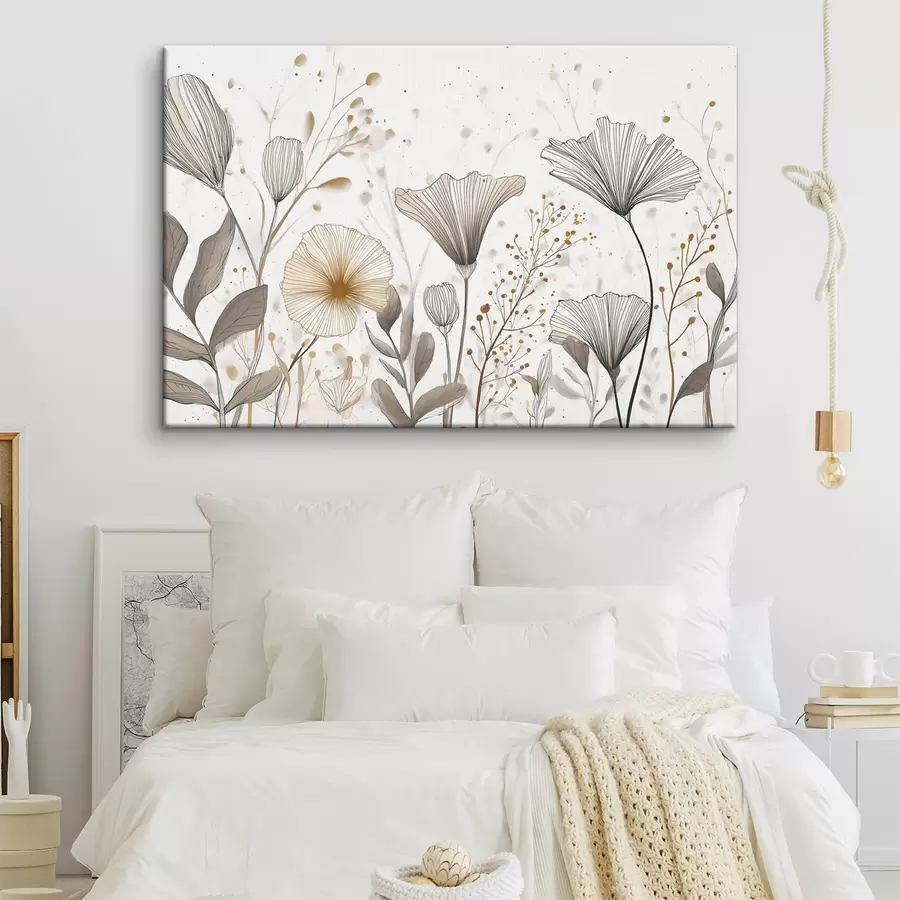 Fototapet Grafické květiny a trávy, minimalismus s48484